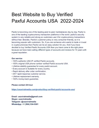 Top Place To Buy Verified Paxful Accounts USA For Sale 2024