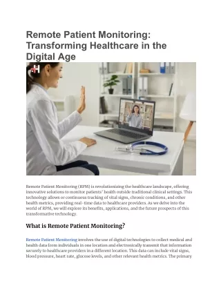 Remote Patient Monitoring_ Transforming Healthcare in the Digital Age