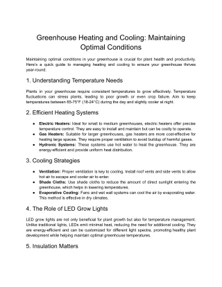 Greenhouse Heating and Cooling_ Maintaining Optimal Conditions