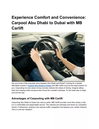 Experience Comfort and Convenience_ Carpool Abu Dhabi to Dubai with MB Carlift