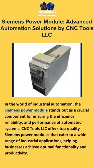 High Quality Siemens Power Module For Enhanced Industrial Automation At Cnc Tools LLC