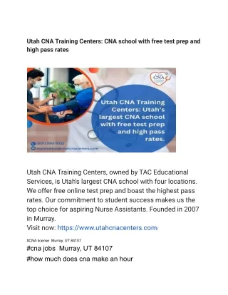 Utah CNA Training Centers_ CNA school with free test prep and high pass rates