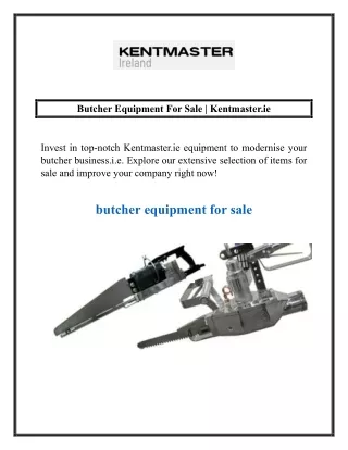 Butcher Equipment For Sale  Kentmaster.ie