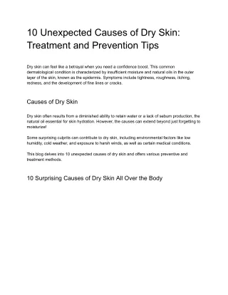 10 Unexpected Causes of Dry Skin_ Treatment and Prevention Tips