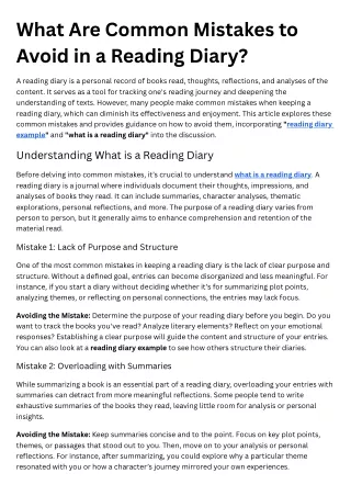 What Are Common Mistakes to Avoid in a Reading Diary