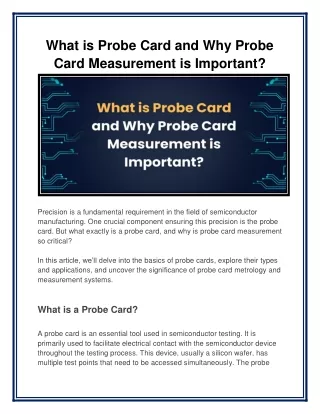 What is Probe Card and Why Probe Card Measurement is Important?