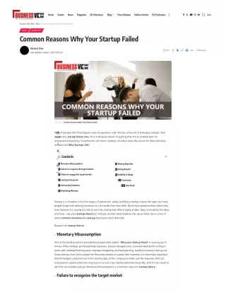 Common Reasons Why Your Startup Failed