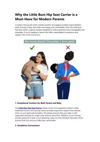 Discover the Ultimate Comfort with Little Bum Hip Seat Carrier - Handsfree & Ver