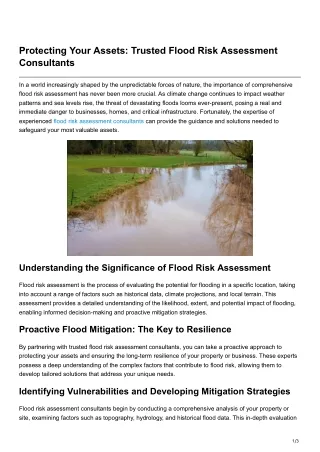 Protecting Your Assets Trusted Flood Risk Assessment Consultants