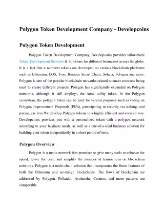 Polygon Token Development Company - Developcoins (1)