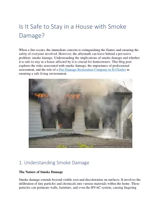 Is It Safe to Stay in a House with Smoke Damage