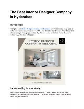 The Best Interior Designer Company in Hyderabad