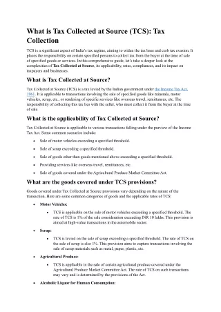What is Tax Collected at Source