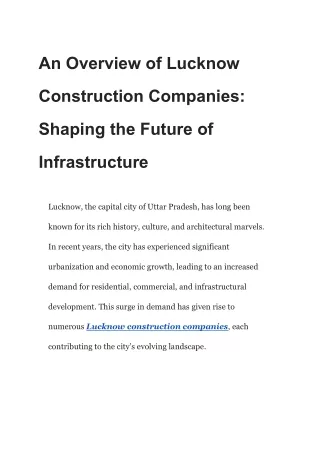 An Overview of Lucknow Construction Companies_ Shaping the Future of Infrastructure