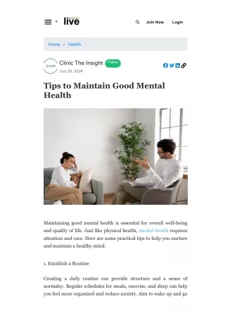 Tips to Maintain Good Mental Health