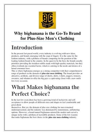 Why Big Banana Online is the Go-To Brand for Plus-Size Men's Clothing