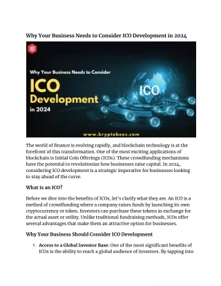 Why Your Business Needs to Consider ICO Development in 2024