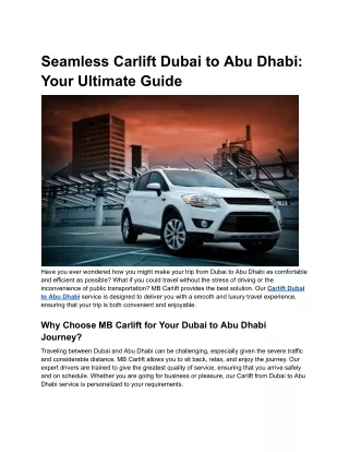 Seamless Carlift Dubai to Abu Dhabi_ Your Ultimate Guide