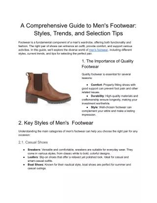 Mastering Men's Footwear: A Comprehensive Guide to Styles and Trends