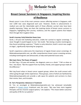 Breast Cancer Survivors in Singapore Inspiring Stories of Resilience