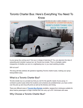 Toronto Charter Bus: Here’s Everything You Need To Know