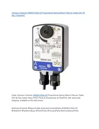 Johnson Controls VA9203-GGA-2Z Proportional Spring Return Plenum Cable 24V 90 Sec _ PartsHnC