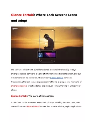 Glance InMobi_ Where Lock Screens Learn and Adapt