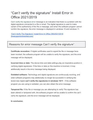 “Can’t verify the signature” Install Error in Office 2021_2019