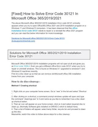 [Fixed] How to Solve Error Code 30121 In Microsoft Office 365/2019/2021