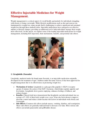 Effective Injectable Medicines for Weight Management