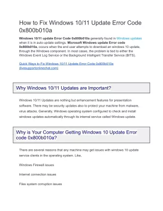 How to Fix Windows 10/11 Update Error Code 0x800b010a