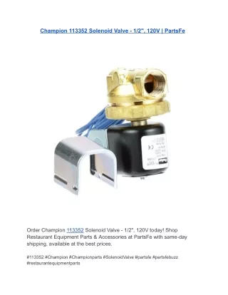 Champion 113352 Solenoid Valve - 1_2_, 120V _ PartsFe