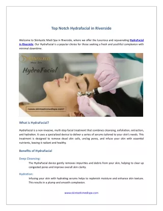 Top Notch Hydrafacial in Riverside