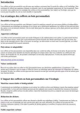 Coffrets en bois personnalisés et écologie : un choix durable et responsable