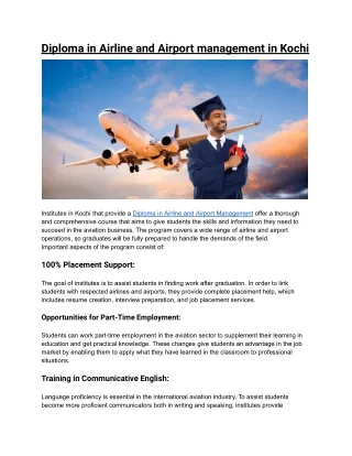 Airline and Airport management in Kochi
