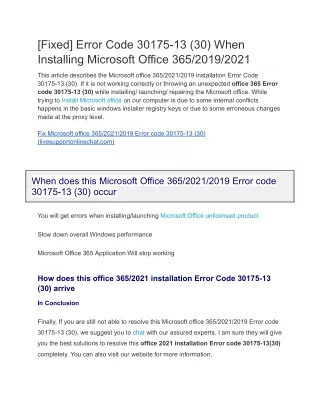 [Fixed] Error Code 30175-13 (30) When Installing Microsoft Office 365/2019/2021