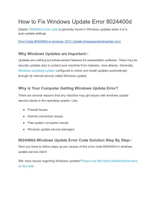 How to Fix Windows Update Error 8024400d