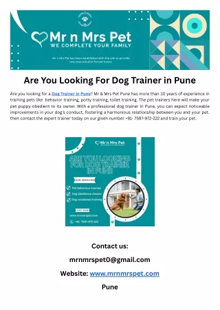 Are You Looking For Dog Trainer in Pune