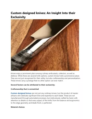 Craftstone Knives: Custom-Designed Knives for Culinary Excellence and Personaliz