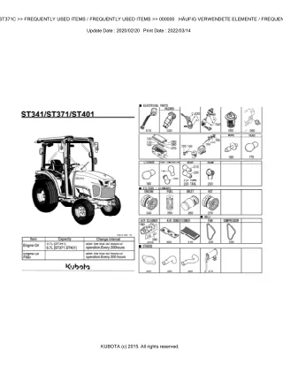 Kubota ST371C Tractor Parts Catalogue Manual (Publishing ID BKIDK5262)