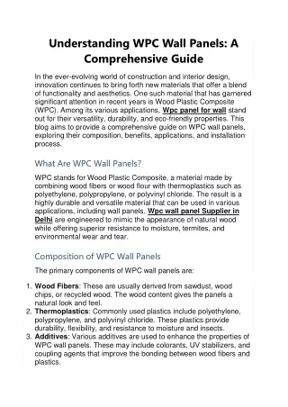 Understanding WPC Wall Panels