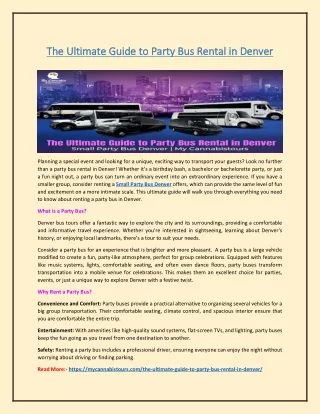 The Ultimate Guide to Party Bus Rental in Denver