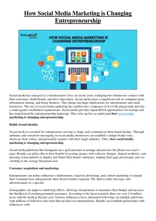 How Social Media Marketing changing Entrepreneurship