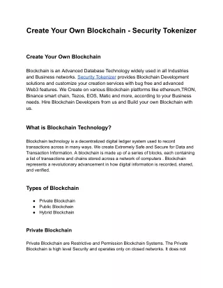 Create Your Own Blockchain - Security Tokenizer microblog