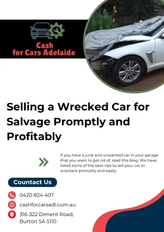 Selling a Wrecked Car for Salvage Promptly and Profitably