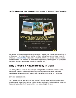 Wild Experiences_ Your ultimate nature holiday in search of wildlife in Goa