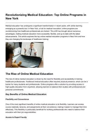 Revolutionizing Medical Education Top Online Programs in New York