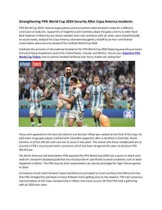 Strengthening FIFA World Cup 2026 Security After Copa America Incidents