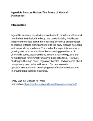 Ingestible Sensors Market: Shaping the Future of Medicine Ingestible Sensors Mar