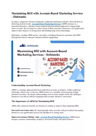 Maximizing ROI with Account-Based Marketing Services - IInfotanks